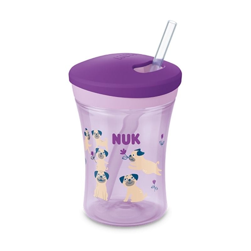 Reducere 15% - NUK Cana Evolution Action cu pai de baut, Mov, 12 luni+, 230ml 1 NUK Cana Evolution Action cu pai de baut