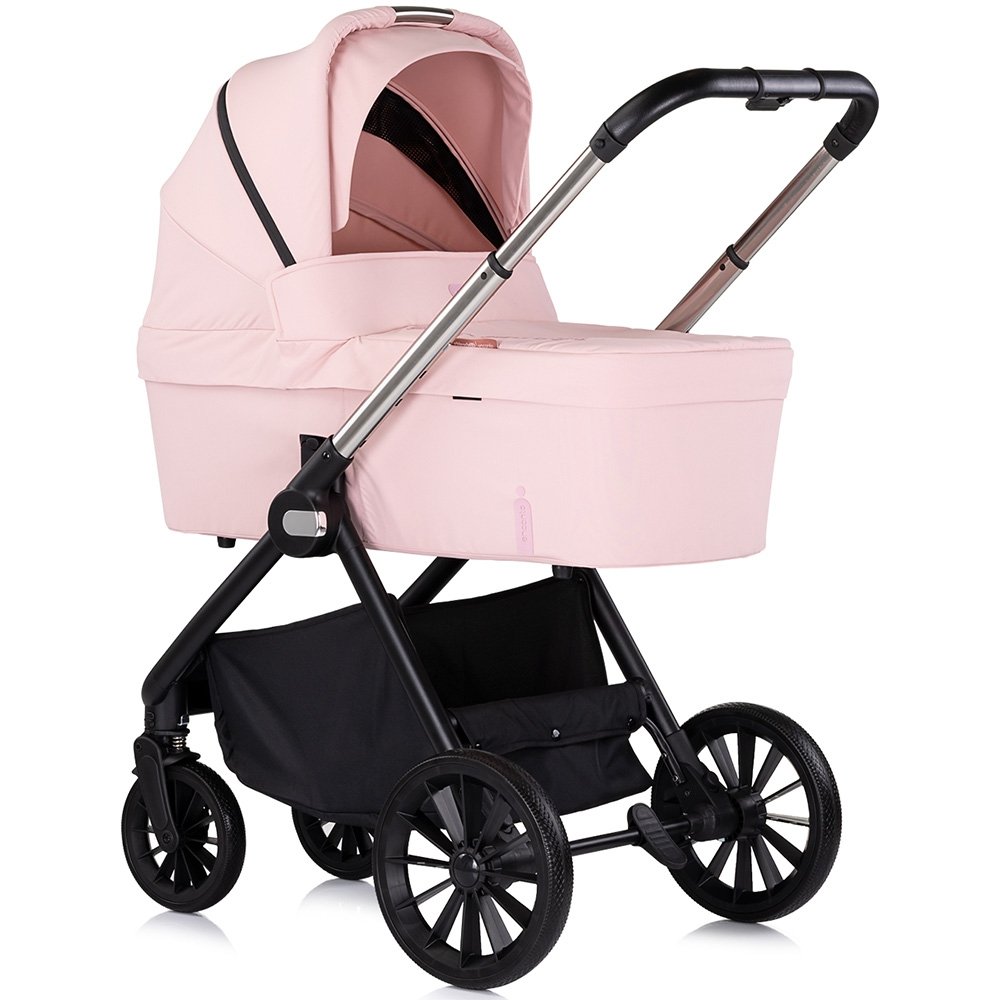 Reducere 60% - Carucior pentru copii Chipolino Encanto 3 in 1 pink marshmallow cu spatar reglabil, suspensii, bara detasabila, suport piciare ajustabil, maner reglabil si accesorii 1 Carucior pentru copii Chipolino Encanto 3 in 1 pink marshmallow cu spatar reglabil