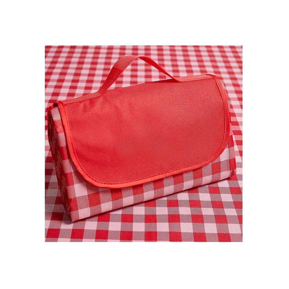 Reducere 45% - Patura pentru picnic, pliabila cu maner, saltea iarba camping, model carouri rosu, 200x200 cm 2 pliabila cu maner