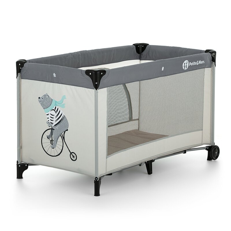 Reducere 50% - Patut pliant Nyja Teddy Biker Grey PetiteMars 1 Patut pliant Nyja Teddy Biker Grey PetiteMars