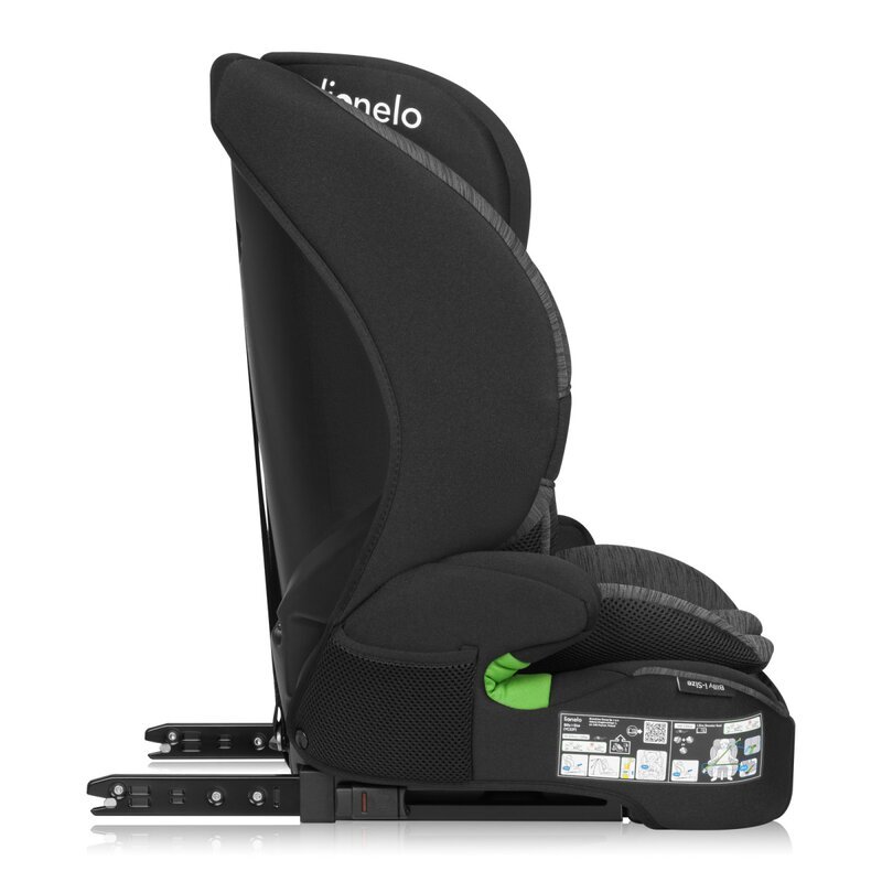 Reducere 45% - Scaun auto pentru copii Lionelo Billy GriNegru, i-Size, 76-150 cm, isofix + top tether, tetiera reglabila, testat la impact, conform cu R129 2 i-Size