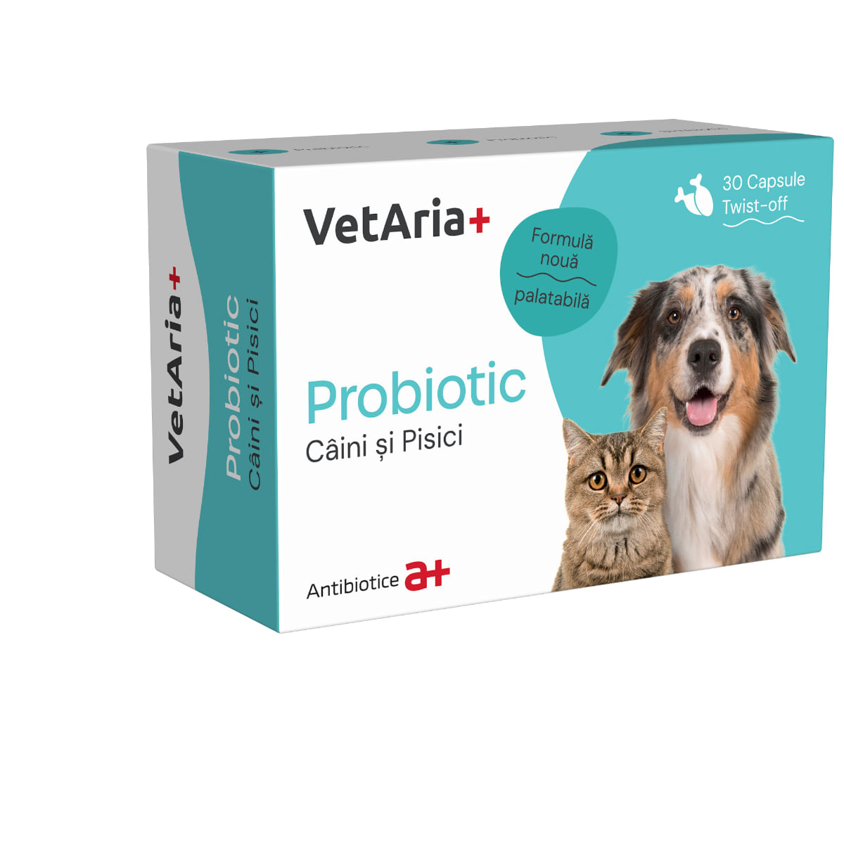 Reducere 30% - VETARIA+ Probiotic, supliment sistem digestiv & probiotice câini și pisici, Pui, capsule VETARIA+ Probiotic, XS-XL, supliment sistem digestiv & probiotice câini și pisici, Pui, cutie, 30 capsule 2 supliment sistem digestiv & probiotice câini și pisici