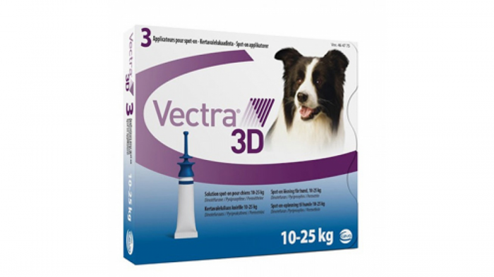 Reducere 52% - Vectra 3D solutie spot-on pentru caini 10-25kg, 3 pipete 1 Vectra 3D solutie spot-on pentru caini 10-25kg
