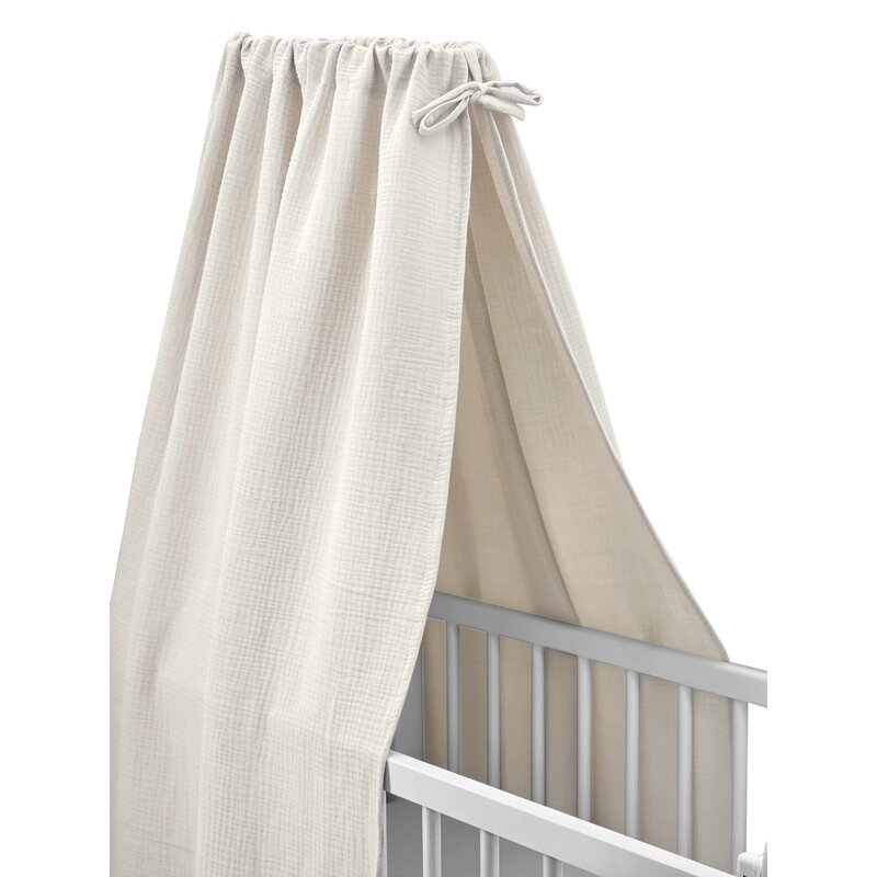 Reducere 49% - Baldachin, Qmini, Pentru patut, leagan, Din muselina dubla 145x200 cm, Material certificat Oeko Tex Standard 100, Cream 1 Baldachin