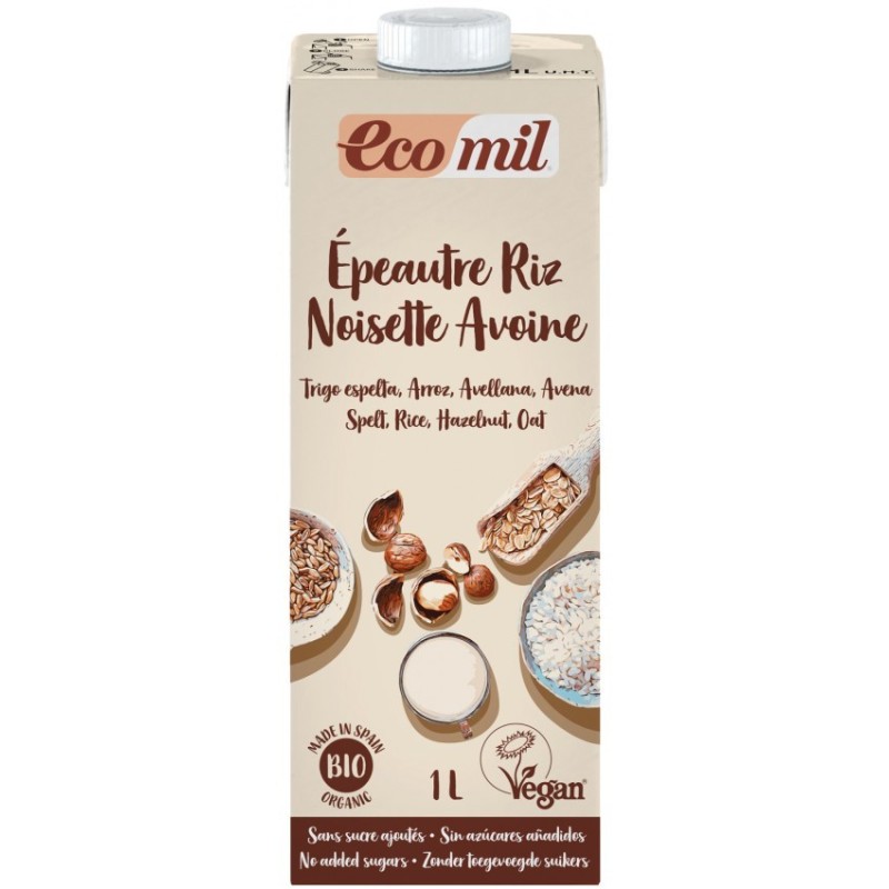 Reducere 14% - Bautura Vegetala BIO din Grau, Orez, Ovaz si Alune, 1 l, Ecomil 1 Bautura Vegetala BIO din Grau