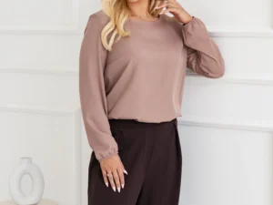 Bluza dama bej cu elastic la man...