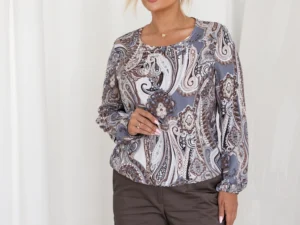 Bluza dama gri cu imprimeu ornam...