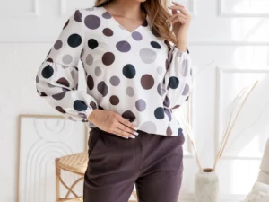 Bluza eleganta alba cu buline mu...