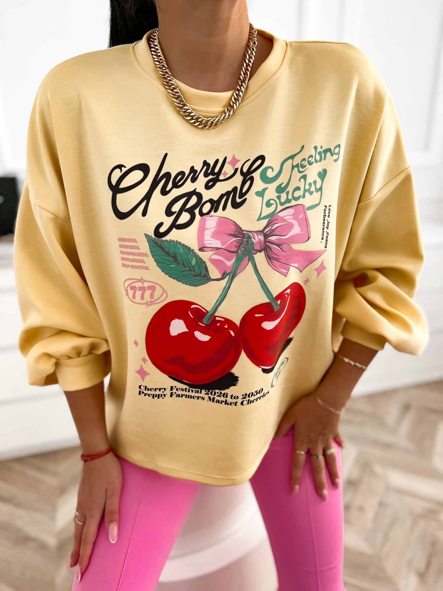 Reducere 55% - Bluza oversize cu imprimeu cires... 2 Reducere 55% - Bluza oversize cu imprimeu cires... - imagine 2