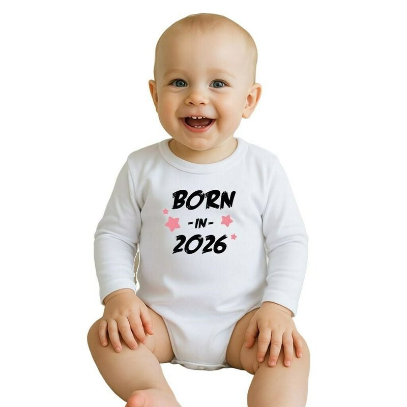 Reducere 37% - Body cu maneca lunga, New Baby, Marime 56, Din bumbac 100%, Born in 2026, Pink 1 Body cu maneca lunga