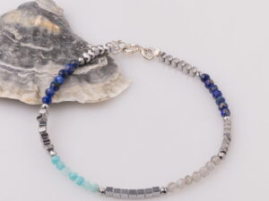 Bratara subtire din hematit cu lapis lazuli
