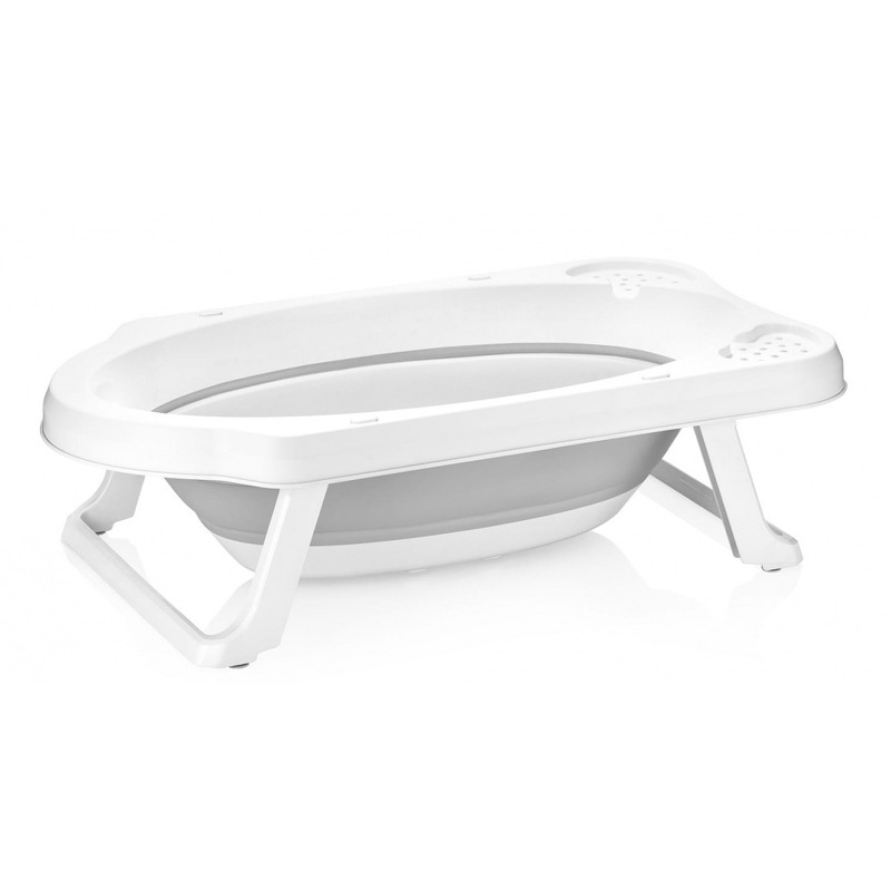 Reducere 60% - Cadita pliabila, Keeeper, Pentru bebelusi cu dop de scurgere, Maja, 82 x 48 x 23.5 cm, Nordic Grey 1 Cadita pliabila