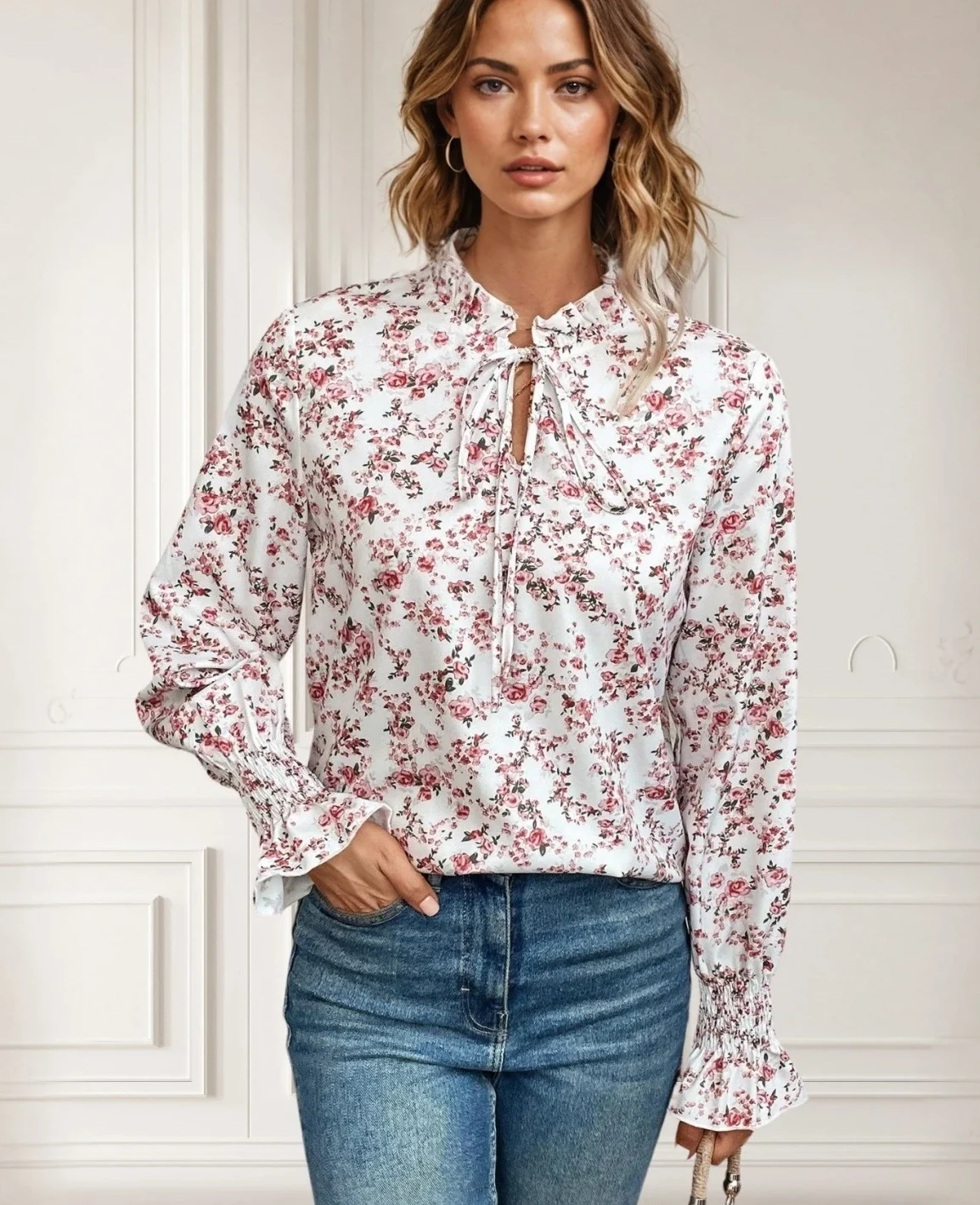 Reducere 62% - Camasa alba cu imprimeu floral r... 1 Camasa alba cu imprimeu floral r...