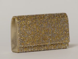 Clutch auriu dreptunghiular acoperit cu pietre stralucitoare