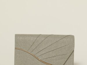 Clutch elegant auriu cu pliuri si glitter