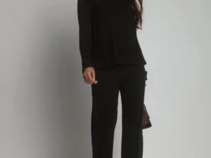 Compleu dama negru tricotat cu p...