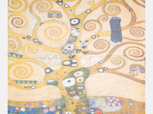 Esarfa patrata cu o singura fata cu imprimata cu model inspirat  dupa    Pomul Vietii    - Gustav Klimt
