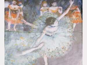 Esarfa patrata cu o singura fata cu imprimeu inspirat dupa un tablou cu balerine al lui Degas