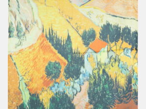 Esarfa patrata cu reproducere dupa un tablou cu lanuri de Van Gogh