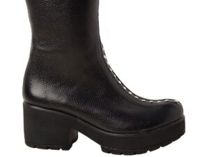 Ghete dama negre lungi din piele naturala cu capse decorative