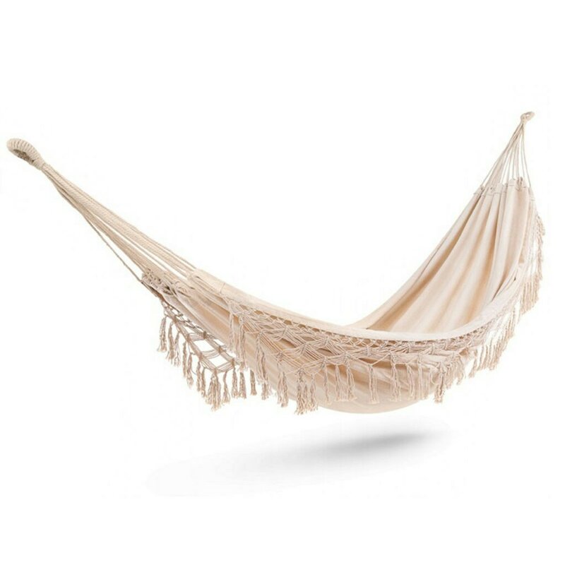 Reducere 50% - Hamac dublu pentru gradina sau curte cu franjuri, Baby Mix, XXL Boho, 200 x 150 cm, Ecru 1 Hamac dublu pentru gradina sau curte cu franjuri