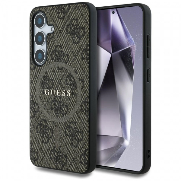 Reducere 30% - Husa MagSafe pentru Samsung Galaxy S25+ S936, Guess, 4G Ring Classic Logo, Maro 1 Husa MagSafe pentru Samsung Galaxy S25+ S936