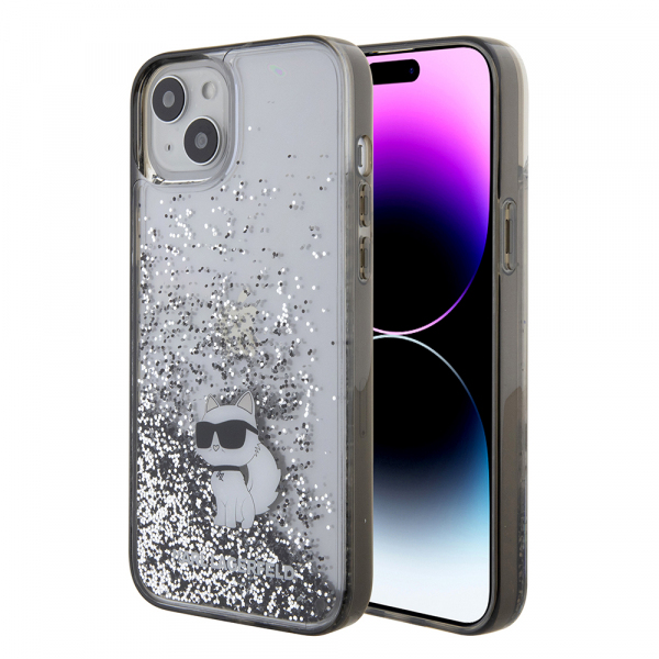 Reducere 34% - Husa pentru Apple iPhone 15 Plus, Karl Lagerfeld, Liquid Glitter Choupette, Transparenta 1 Husa pentru Apple iPhone 15 Plus