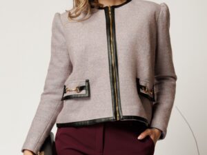 Jacheta DY Fashion eleganta din tweed lila