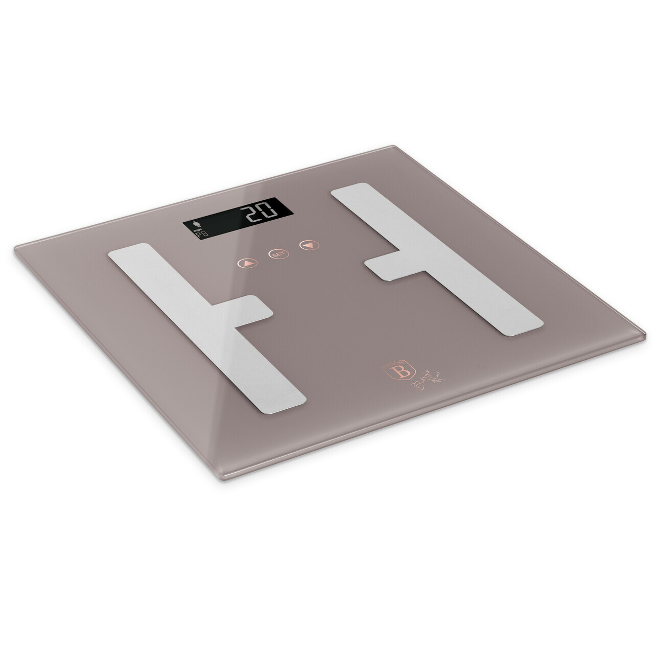 Reducere 30% - Cantar digital pentru baie Berlinger Haus, Taupe, 30x30 cm, max 180 kg, sticla temperata, taupe mat 1 Cantar digital pentru baie Berlinger Haus