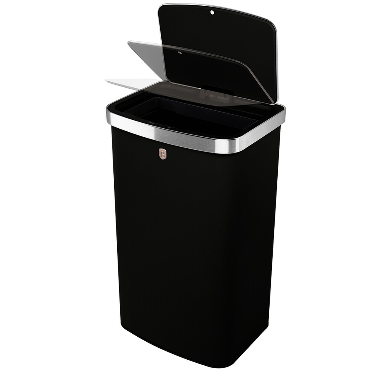 Reducere 29% - Cos de gunoi cu senzor Berlinger Haus, Black Rose, 38.5x28.5x65 cm, 60 L, otel, negru/argintiu 1 Cos de gunoi cu senzor Berlinger Haus