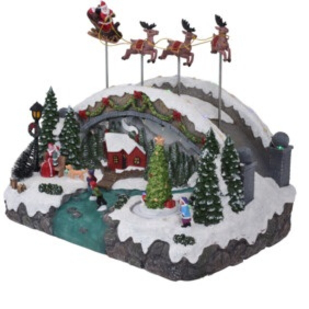 Reducere 16% - Decoratiune luminoasa Village with Tree, 33.5x22.5x27.5 cm, poliston, multicolor 1 Decoratiune luminoasa Village with Tree