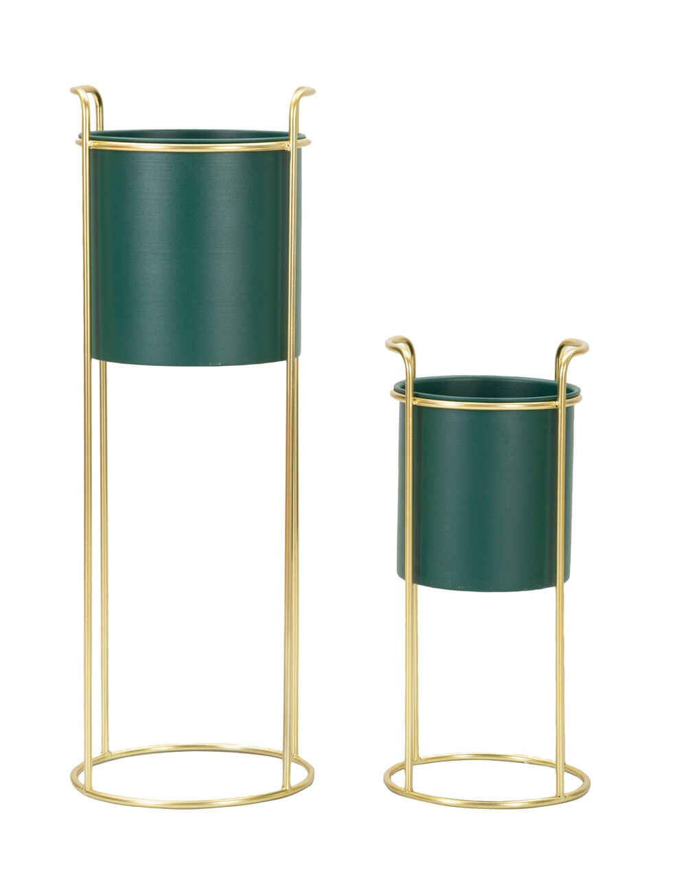Reducere 16% - Set 2 ghivece Grent Slim, Mauro Ferretti, 24x24x70 cm, fier, verde/auriu 2 Mauro Ferretti