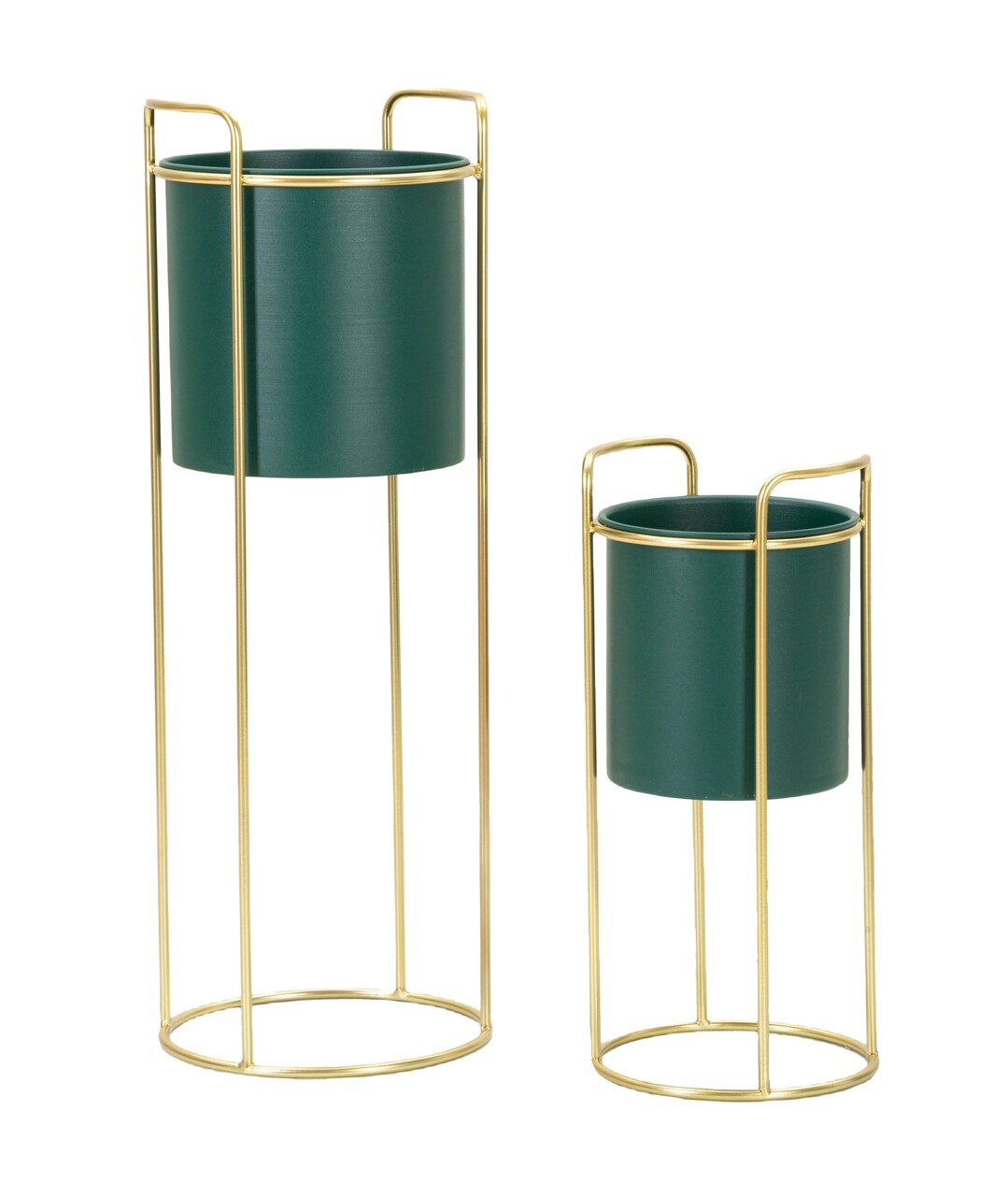 Reducere 16% - Set 2 ghivece Grent Slim, Mauro Ferretti, 24x24x70 cm, fier, verde/auriu 1 Set 2 ghivece Grent Slim