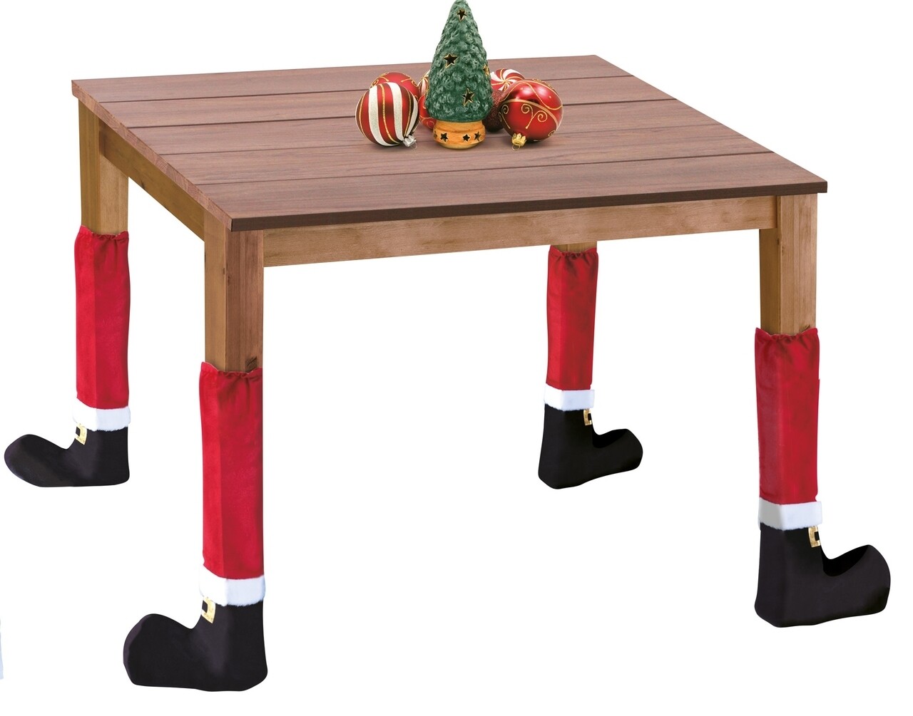 Reducere 15% - Set 4 huse pentru picioare de masa/scaun Christmas, poliester, rosu/negru/alb 1 Set 4 huse pentru picioare de masa/scaun Christmas