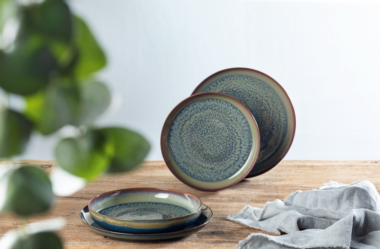 Reducere 45% - Set de masa 4 piese, Like Villeroy & Boch, Crafted Breeze, portelan premium, gri/albastru 1 Set de masa 4 piese