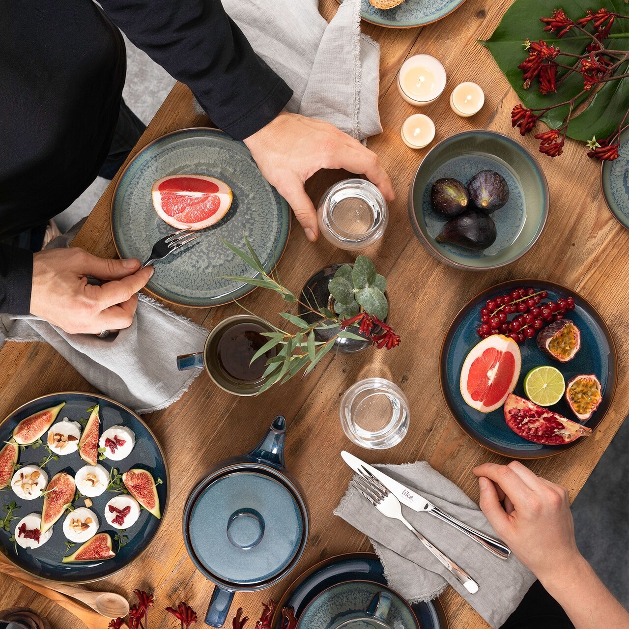 Reducere 39% - Set de masa 6 piese, Like Villeroy & Boch, Crafted Breeze, portelan premium, gri/albastru 2 Like Villeroy & Boch