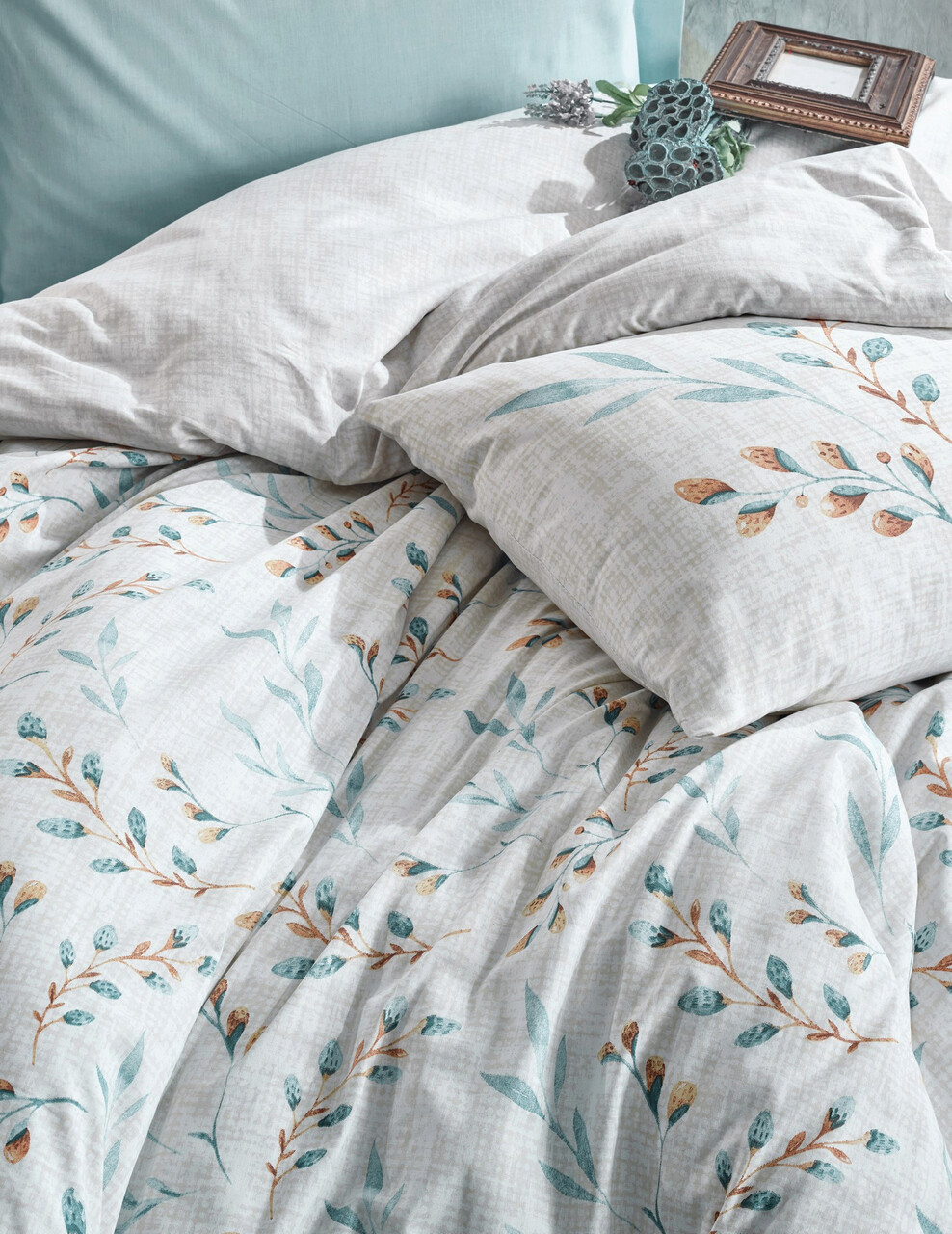 Reducere 22% - Lenjerie de pat dubla Super King (EU) (IT), L'essentiel Maison, Lendell, Menta/Alb 2 L'essentiel Maison