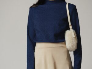 Maleta DY Fashion casual din tricot bleumarin simpla