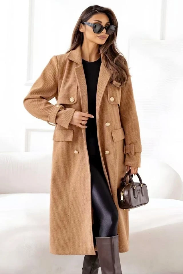 Reducere 40% - Palton camel elegant cu cordon s... 2 Reducere 40% - Palton camel elegant cu cordon s... - imagine 2