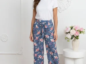 Pantaloni cu imprimeu floral si ...