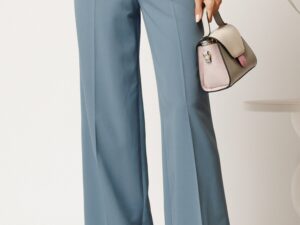 Pantaloni DY Fashion bleu lejeri cu buzunare si nasturi decorativi