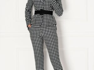 Pantaloni conici Pretty Girl office cu imprimeu pepit
