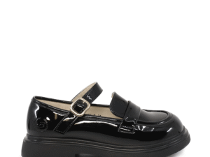 Pantofi Mary Jane fetițe Benvenuti  negri din piele lăcuită 3791fp006ln