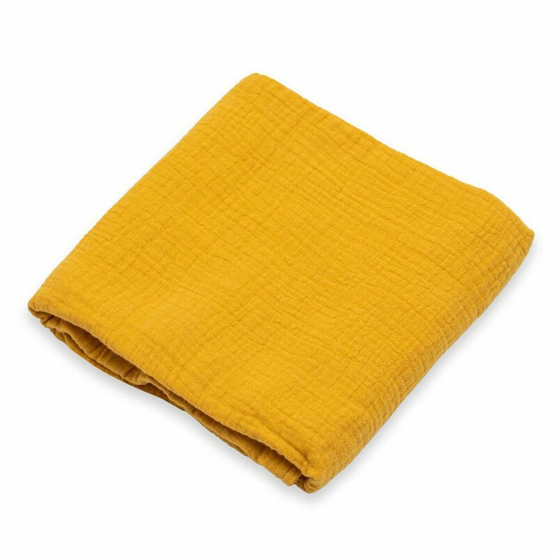 Reducere 47% - Paturica moale bebe, New Baby, Cu multiple intrebuintari, 60x60 cm, Din muselina, 100% bumbac, Mustard 1 Paturica moale bebe