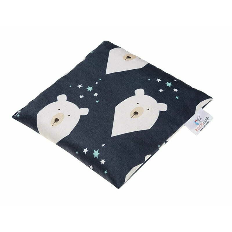 Reducere 48% - Pernuta anticolici, Bociolad, Umpluta cu samburi de cirese, Cu husa din bumbac, 20x20 cm, 0 luni+, Polar Bear 1 Pernuta anticolici
