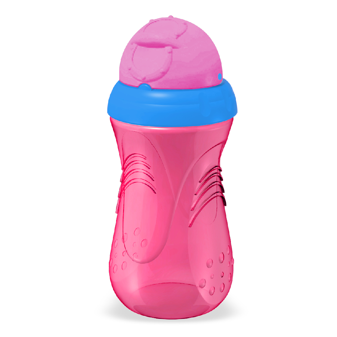 Reducere 20% - Pahar Sport cu pai, roz, +6luni, 350ml, PUR 1 Pahar Sport cu pai