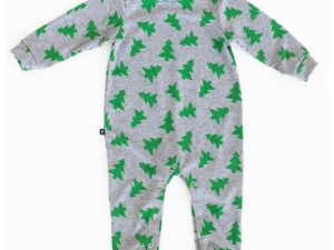 Salopeta din bumbac cu model cu pin - Verde/Gri melange
