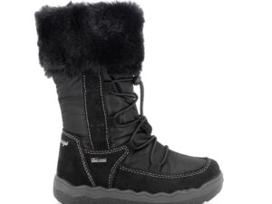 Cizme mid-calf cu garnituri de piele intoarsa - Negru