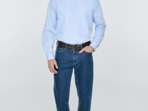 Camasa din bumbac cu model in dungi si guler clasic Gibinor
