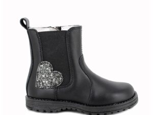 Ghete de piele cu segment din material textil - Negru